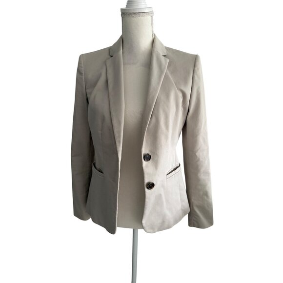 ANN TAYLOR Beige Long Sleeve Jacket Blazer Size 4 - Picture 4 of 6